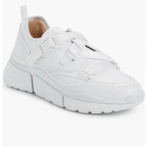 Chloé Sonnie Low-Top Leather Sneakers White Size 8 Designer Chunky Sneaker Style